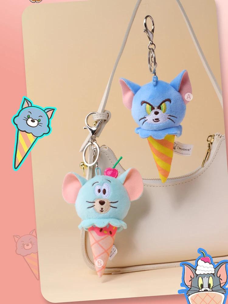 10cm Tom and Jerry Plush Keychain Mouse and Cat Cartoon Plushie Stuffed Animal Pou Doll for Kids Birthday Gift