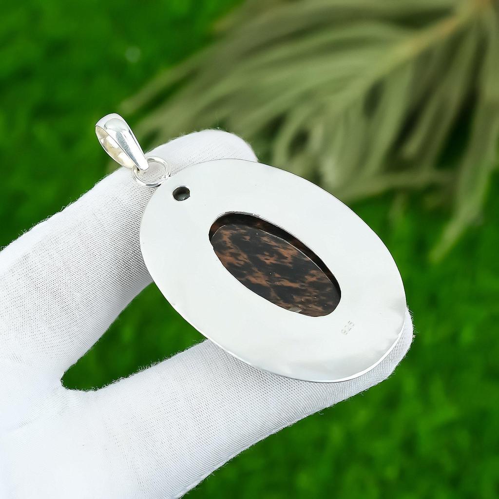 Mahogany Obsidian Gemstone Topaz 925 Sterling Silver Elegant New Pendant Jewelry