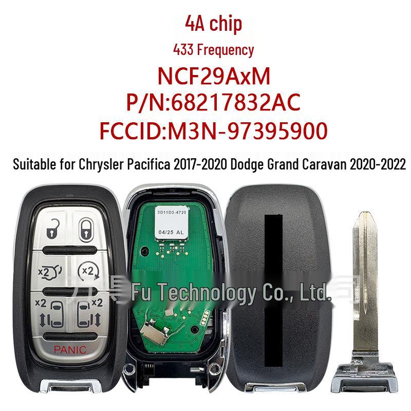 433MHz 4A Chip Key for Chrysler Pacifica/Grand Voyager M3N97395900