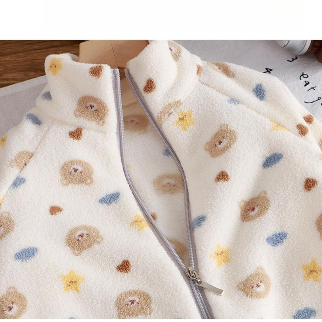 Children's Plush Thickened Two Piece Set Warm Home Clothing for Autumn and Winter