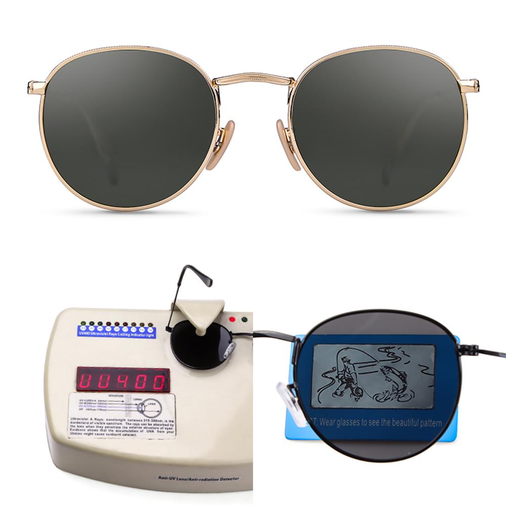 Classic Metal Round Polarized Sunglasses Men Women Brand Design Retro Small G15 Green Sunglasses Driving Shades SZ34Q 130mm