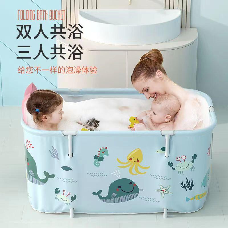 Folding bathtub Household adult full body bath bucket Children's bath tub Tub Star blue bath bath tub
