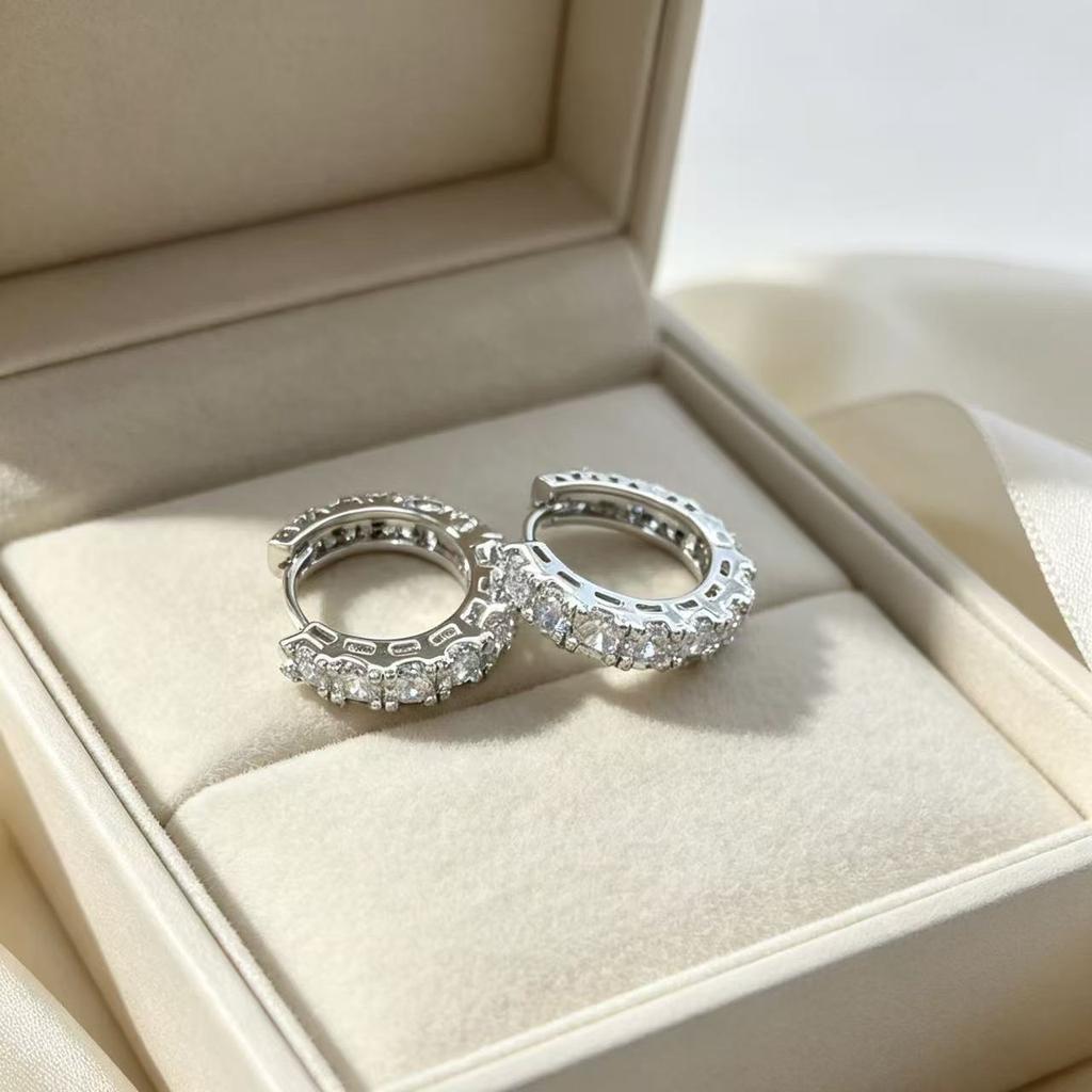Silver Rhinestone Crystal Hoop Earrings for Women Girls Newest Luxury Romantic Earrings Fashion Jewelry Gifts