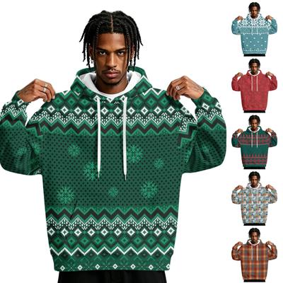 Men's Christmas Print Hoodie with Pockets, Pullover Sweatshirt