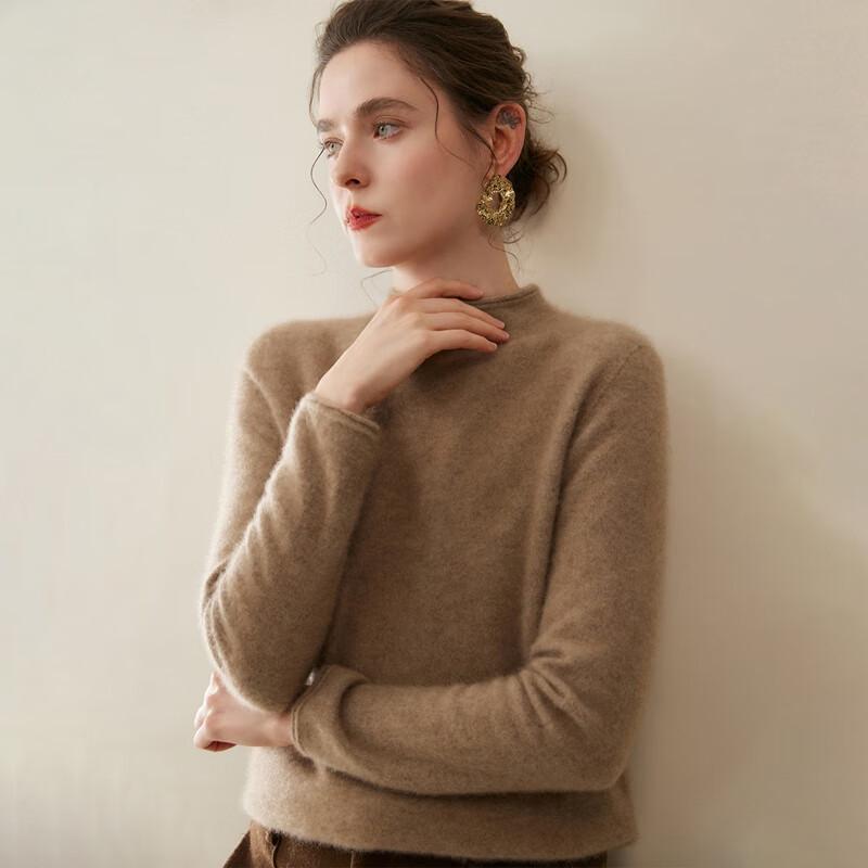 Fanzhen Women's 100% Cashmere Half-High Neck Sweater