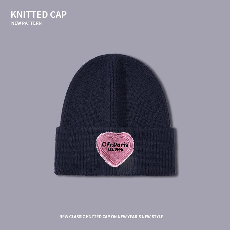 Big head circumference cartoon love plush hat, thickened warm ear protection in autumn and winter, small wool cold hat