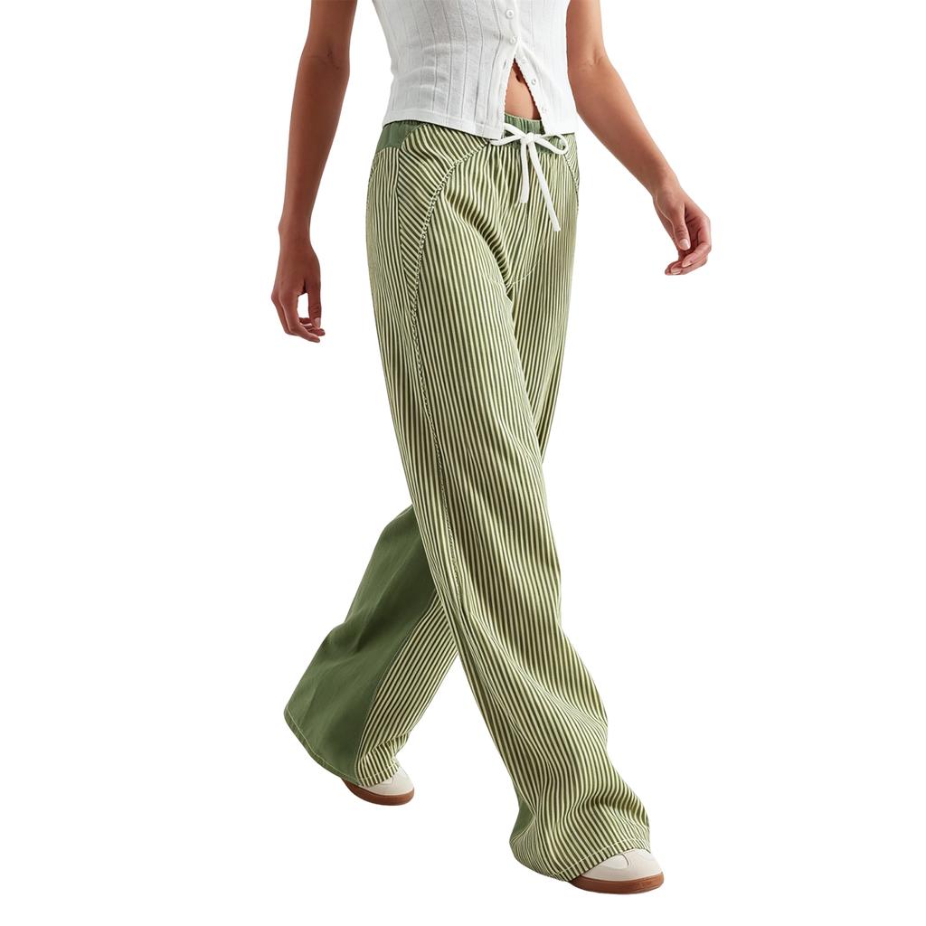 Pantaloni Larghi da Donna Casual a Nove Punti Pieghe Coulisse Vestibilità Larga Pantaloni Vita Elastica Vestibilità Comoda