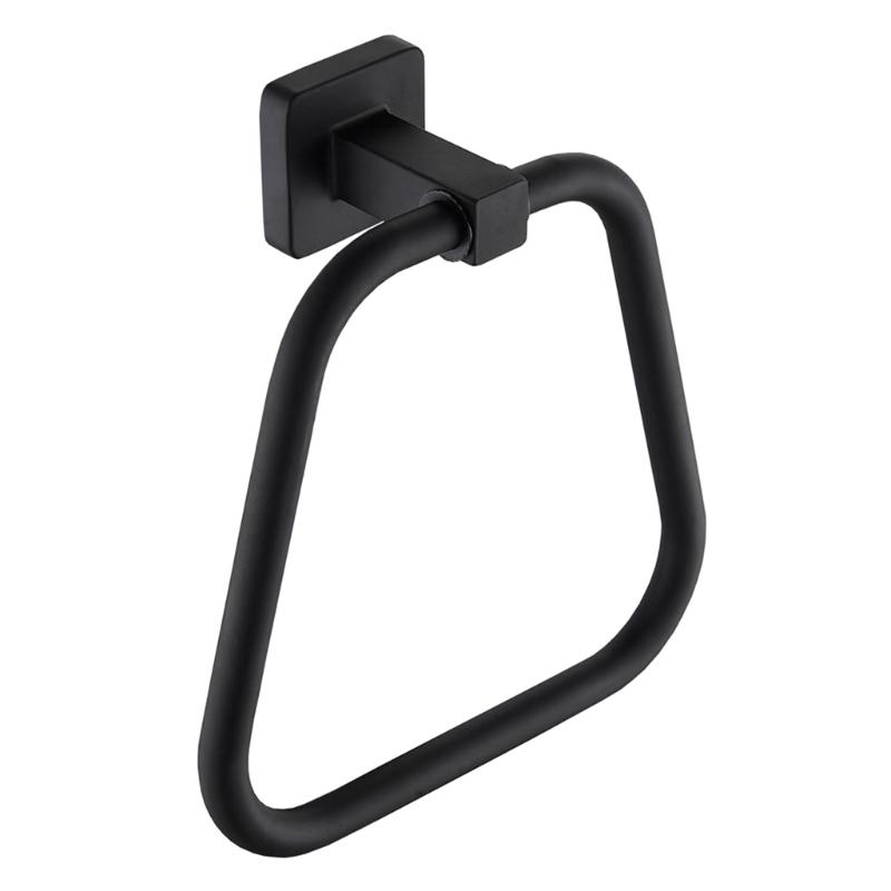 

Elegant Trapezoid Towel Rings Matte Black Aluminum Rust and Corrosion Resistant Easy to Clean Hanger Bathroom Accessory 1