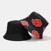 Sombrero Cubo de Dibujos Animados Anime Japonés Bordado de Nube Roja Algodón Sombrero de Pescador Akatsuki Protector Solar para Exteriores para Mujeres Hombres Sombrero de Verano
