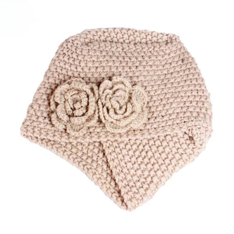 Zwei Blumen Maiskörner handgemachte Garnmütze gestrickte Garn indische Kopftuchmütze