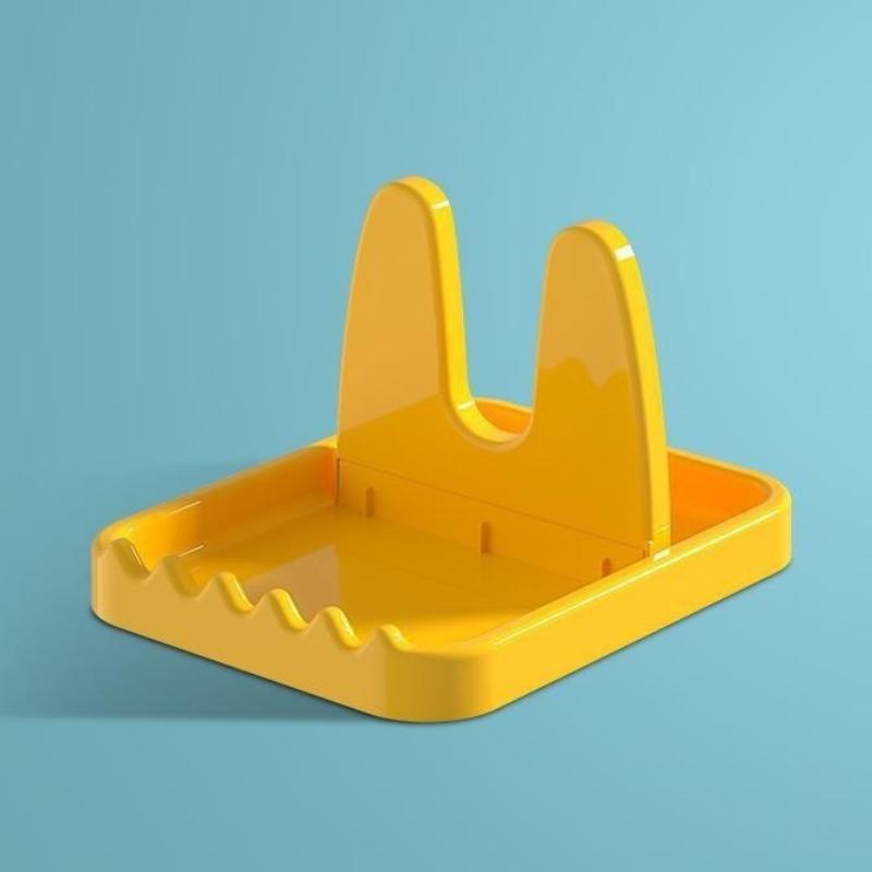 

Kitchen Pot Lid Rack Foldable Design Plastic Spoon Storage Holder Multifunctional Organizer for Home Cooking Countertops жовтий