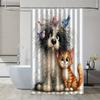 Cute Dog And Cat With Birds Shower Curtain 3D Printed Bathroom Decor Animal Theme Home Fashion Design Trend