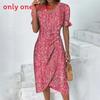 Geometric Pattern Short Sleeve Dress With 3d Digital Printing For Summer Casual Wear