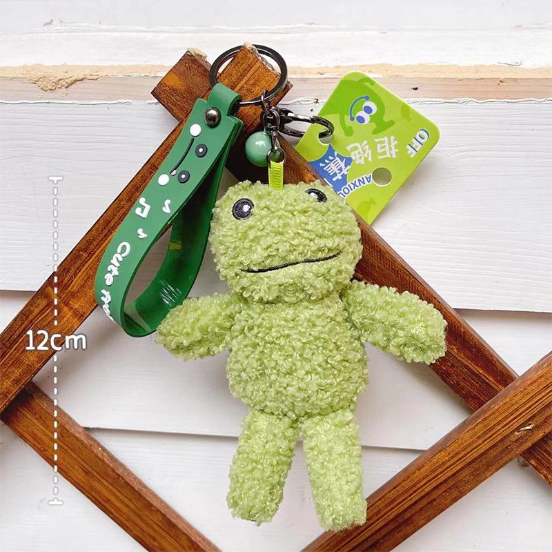 Mignonne Grenouille Poupée Kawaii Peluche Porte-clés Accessoires Kawaii Porte-clés pour Sacs à Dos Sacs Portefeuille Porte-clés de Voiture Cadeaux d'Anniversaire Noël
