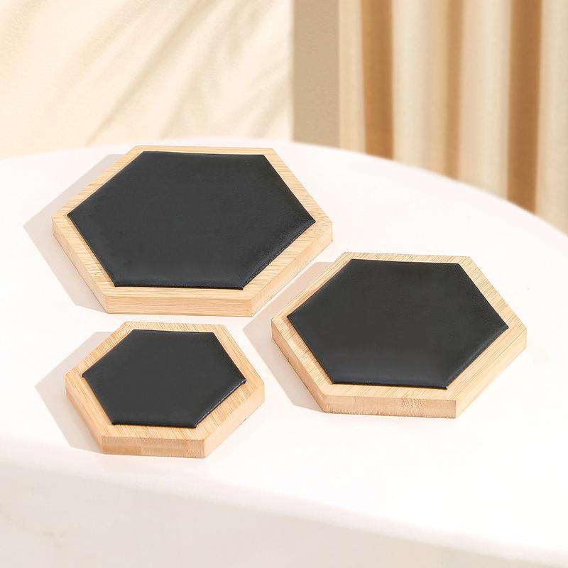 3 Stück Bambus Schmucktablett Halsketten Aufsteller Armband Ring Ohrring Box Organizer Schmuckhalter Platte Vitrine