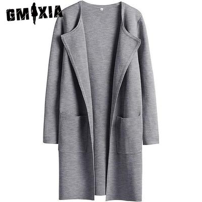 Women's Vintage Casual Solid Color Print Women's Fashion Cardigan Wool Coat Autumn Winter Long Sleeve Jackets & Coats