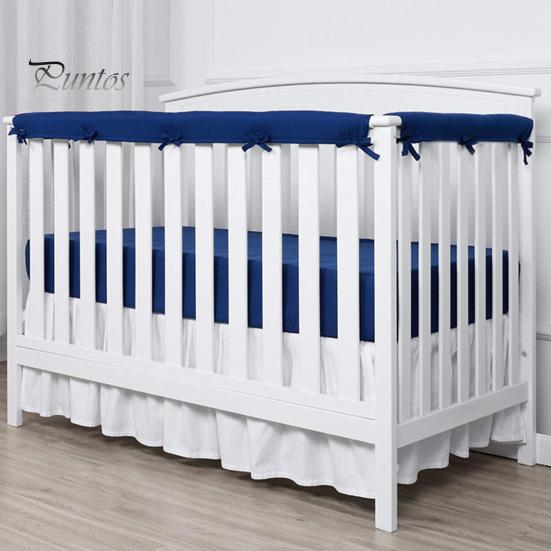 Baby Crib Bumper Pads 3 Pcs Bumper, Soft Cotton Breathable Sleep Barrier Child Safety Strip for Toddlers, Liner Edge Protector with Adjustable