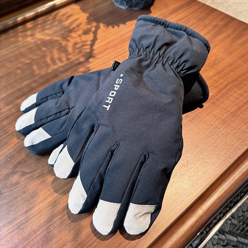 Warm gloves, piled and thickened windproof and cold-proof electric vehicles, outdoor men s ski gloves can be one size fits all