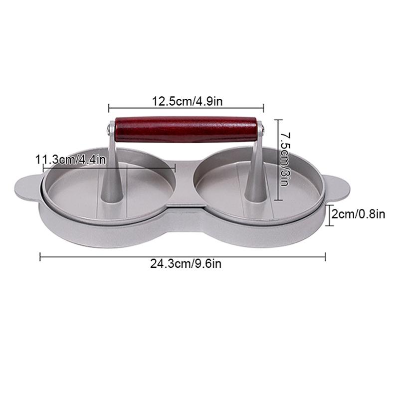 Double Burger Presses Aluminum Non-Stick Burger Meat Patty Press Manual Hamburger Makers Mold Kitchen Meat Patties Making Tool