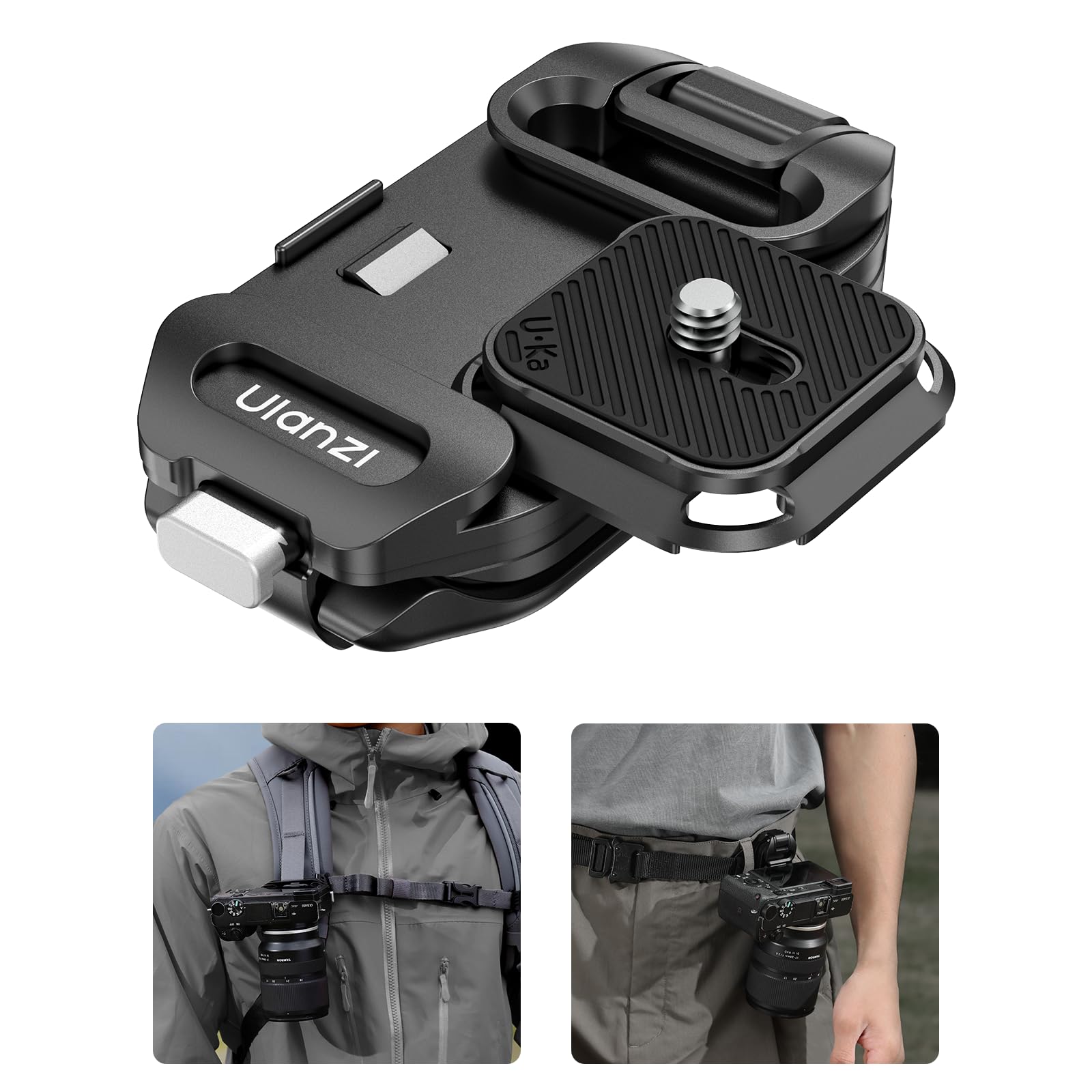 

Ulanzi Uka Backpack Strap Clip Quick Release Compatible with F38 Screw Quick Quick Release Plate for and Cameras Set, Plates, Arca-Swiss Compatible, чорний