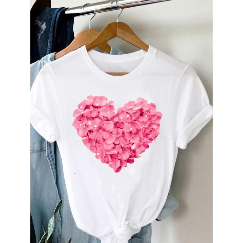 

(Європейський розмір)Жіночі футболки 90-х з квітковим акварельним принтом, милі, модні, з коротким рукавом, жіночий топ, повсякденна футболка, жіночі футболки з принтами 4XL