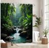Tropical Paradise Bath Curtain - Lush Palm Trees & Crystal Waterfall, Waterproof Home Decor Adds Exotic Beauty To Your Bathroom