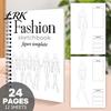 Kreatives Mode-Skizzenbuch Vorlage für den menschlichen Körper Malbuch, Spiralbindung 360 Grad flach liegend Kleidung Illustrationsblock Zeichnen