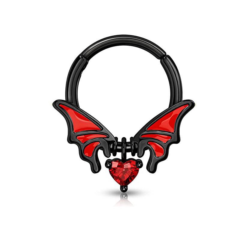 Dark Halloween Bat Stainless Steel Nose Stud Piercing Jewelry