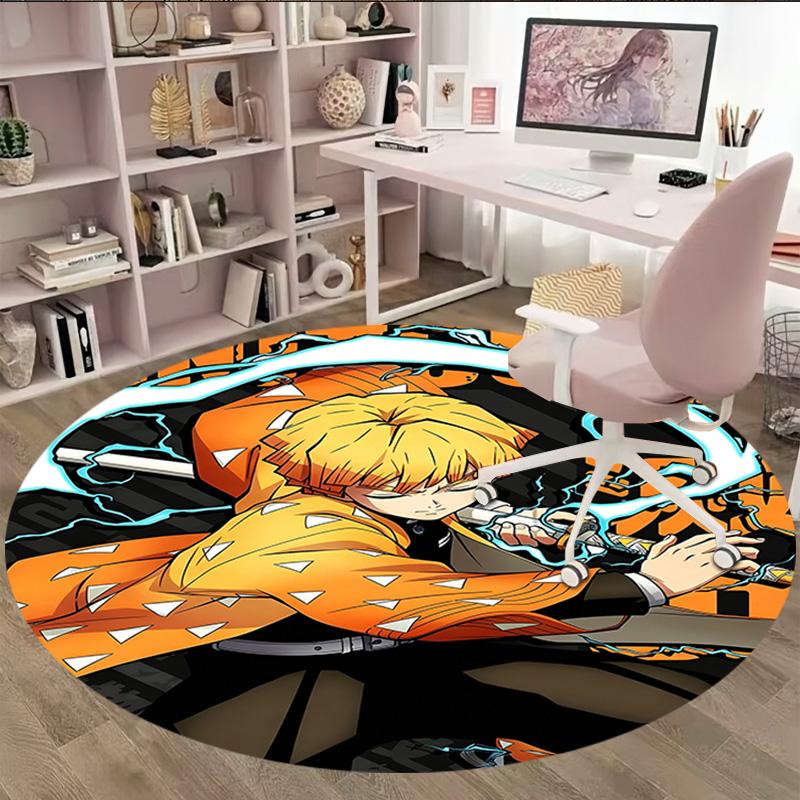 1pc Agatsuma Zenitsu Carpet, Round Rug, Comfortable, Suitable for Entryways, Living Rooms, Office, And Bedrooms, Christmas Decoration