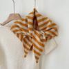 Striped Cross Scarves Wool Cross Neckerchief Long False Collar  Girl