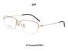 Men's Lightweight Pure Titanium Semi-Rimless Myopia Eyeglass Frames - Large Size