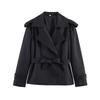 Women's Western-style Solid Color Belted Short Jacket Trench Coat Outerwear