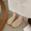 Lazy wind frosted leather Birkenstock bag head slippers autumn and winter lazy people without heels wear thick-soled slippers