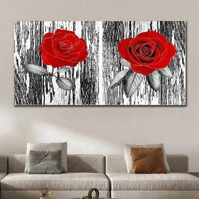 Modern Abstract Red Roses Oil Canvas Painting Nordic Posters and Prints Wall Art Pictures Living Room Home Decor No Frame