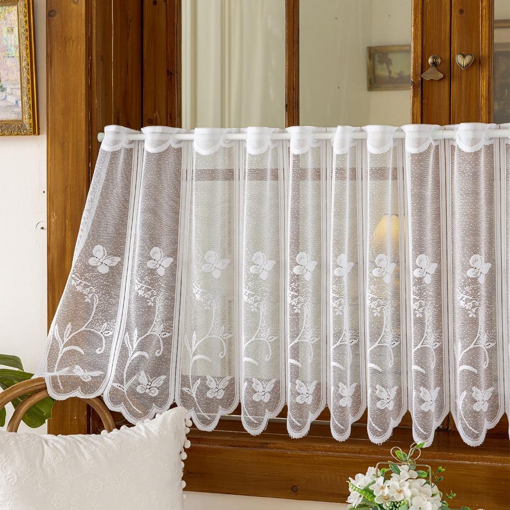 Through-shaft Type Short Window Curtain Translucent Partition Short Valance Bookstore 39.37x23.62 in-Style A