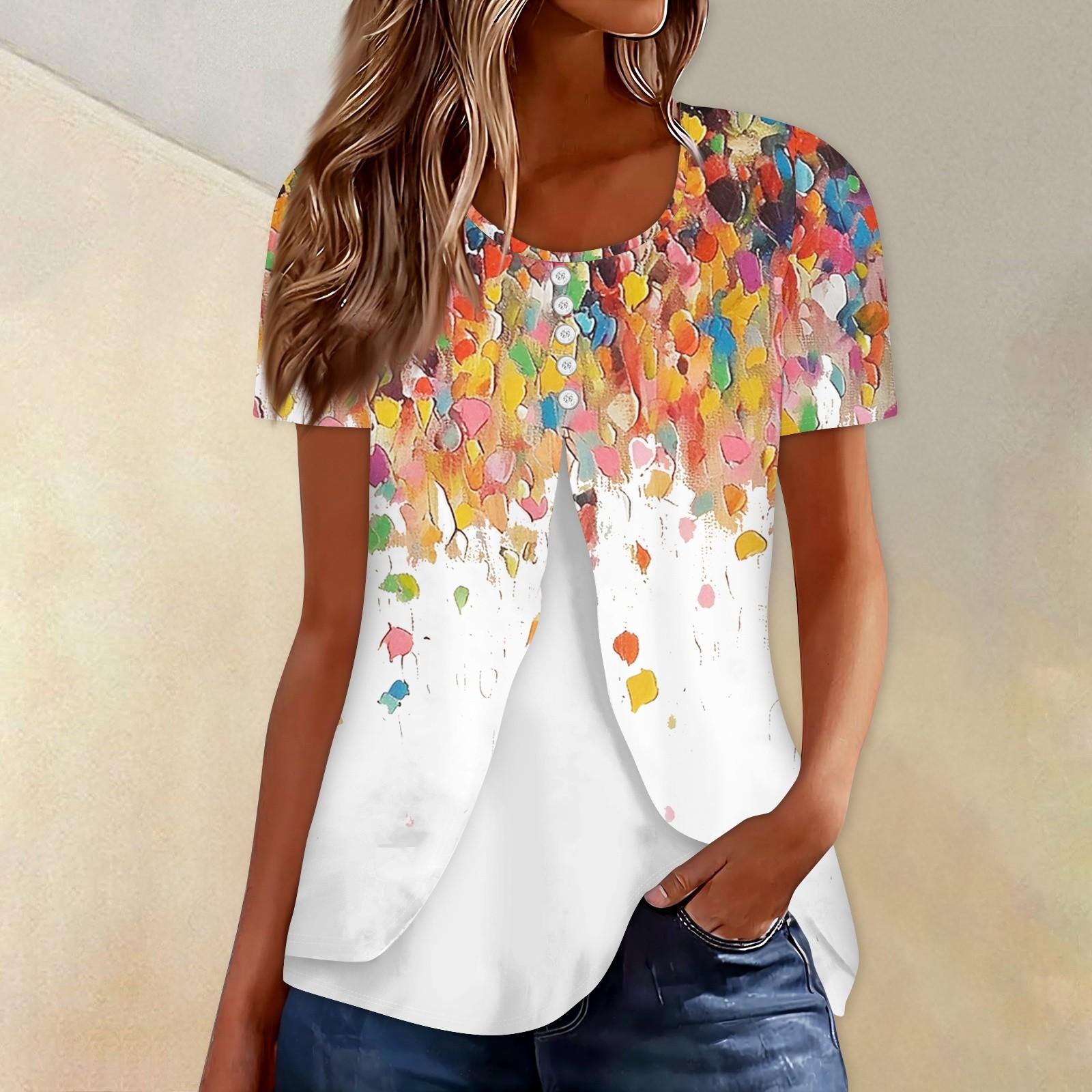 Женская летняя футболка с цветочным принтом — фото 6