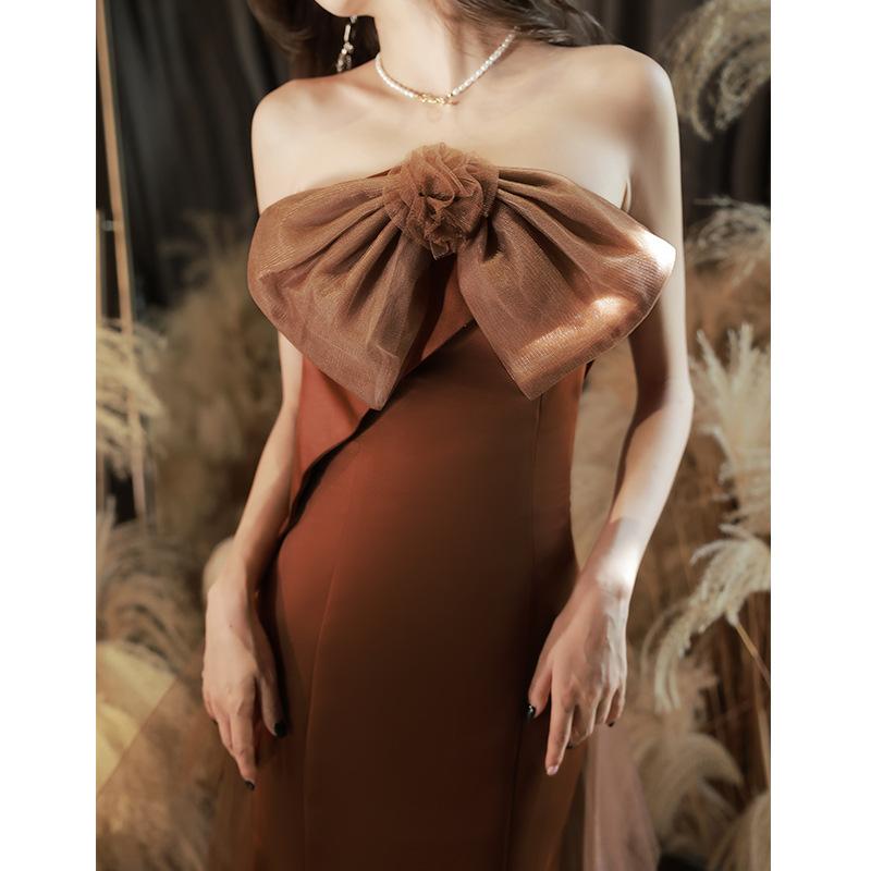 Evening dress women's 1011 new celebrity temperament sexy fishtail light luxury niche host dress
