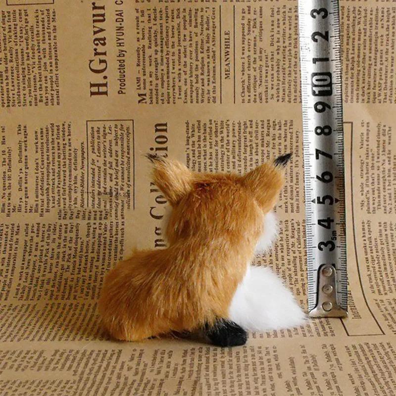 Mini Simulation Fox Plush Toy Cute Animal Figurine Model Home Table Decoration Ornament Fox Doll Toy Kid Adult Christmas Gift