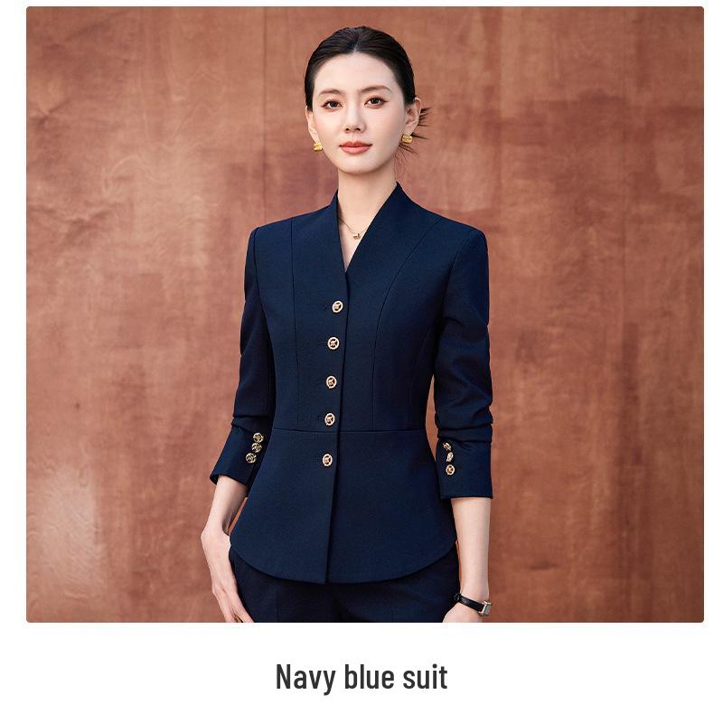 

V-Neck Slim-Fit Professional Suit Jacket Two-Piece Set for Spring/Autumn 2XL