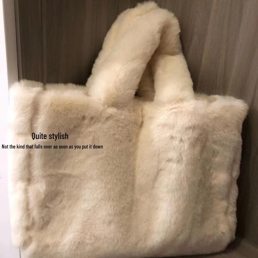 Eco-friendly Plush Tote Bag - Women's 2024 Autumn/Winter Fashion, Large Capacity, Single Shoulder