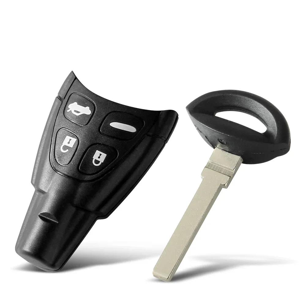 4 Buttons Remote Car Key Shell Uncut Blade Replacement For 2003-2007 Saab 9-3 Sport Sedan Convertible Sport Combi Wagon