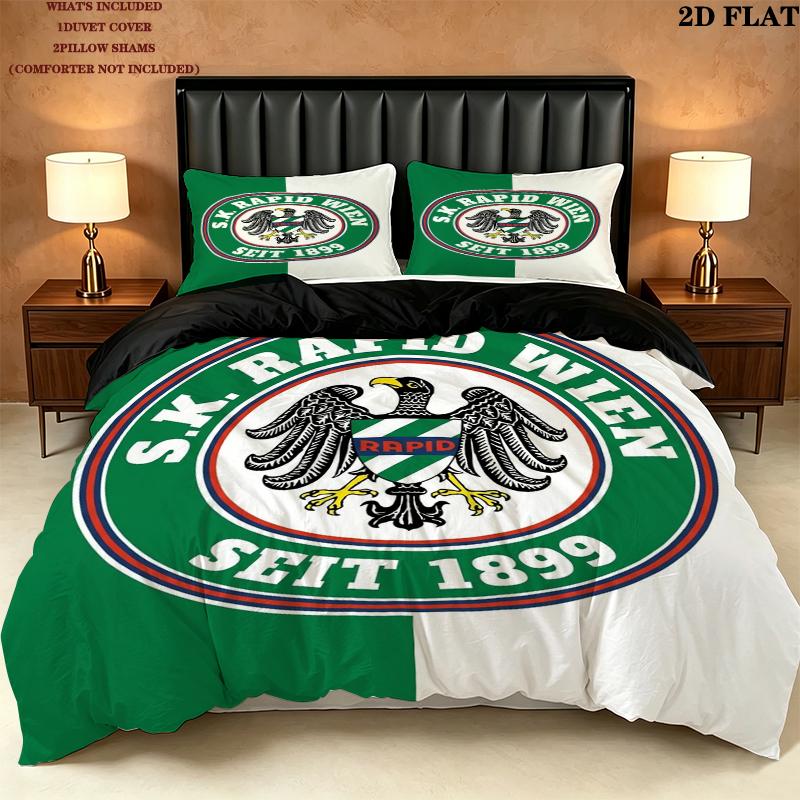 Sk Rapid Wien Pattern Bedding Uilt Set Uilt Cover Pillowcase Home Decoration Birthday Gift (1 * Duvet Cover + 2 * Pillowcase Without Core)