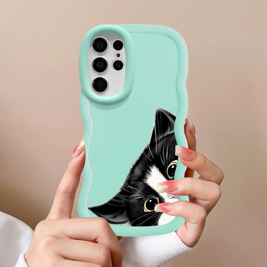Cute Cat Pattern Case for Samsung Galaxy S23 Plus A25 S24 S22 Ultra S21 A26 S25 S20 FE Soft Phone Cover A35 A55 A36 A54 A24 A34