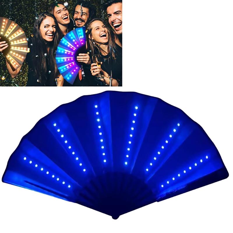 Glow Folding Led Fan Dancing Light Fan Night Show Halloween Christmas Rave Festival Accessories Glow In The Dark Party Supplies