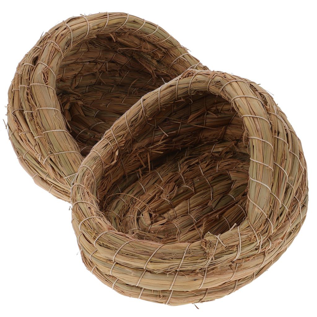 2pcs Straw-woven Breeding Nests egg-laying Nests Small Chicken Laying Nest Small Animal Bird Sleeping House Chicken Coop