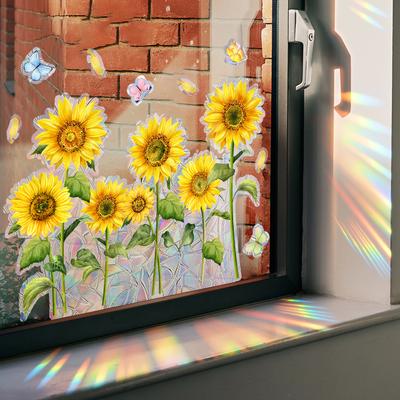 Colorful Sunlight Static Sticker Sunflower Home Decoration Glass Window Wall Sticker