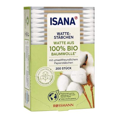 Isana 100% Cotton Nature Cotton Swabs 200-Pack