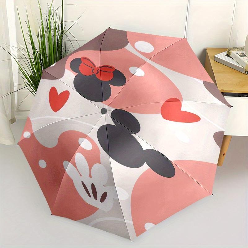 

1pc Mickey Mouse,Minnie Mouse Automatic Folding Umbrella: Compact 8 Bone Design Cartoon Outdoor Travel Companion, Business Umbrella, Christm