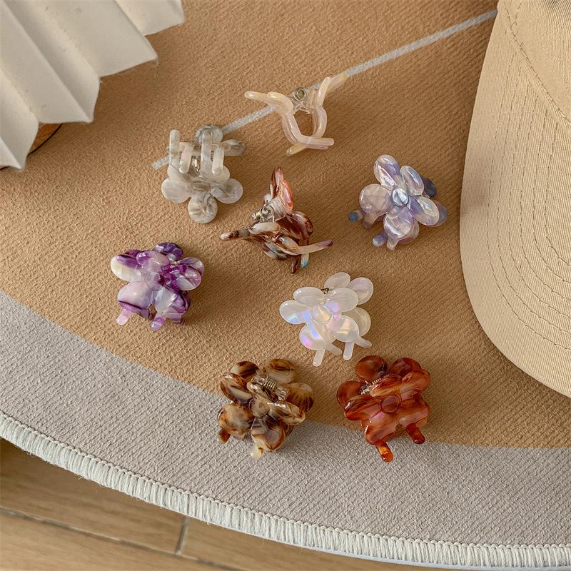 Korean Cute Acetate Flower Hair Clip for Women - French Style Simple Bangs & Half Ponytail Accessory