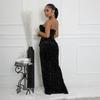 Women's Sequined Evening Dress Sexy Strapless Irregular Dress
